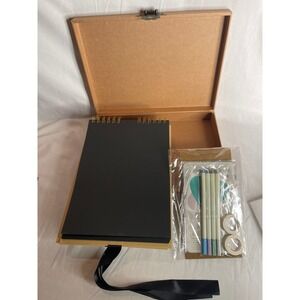 DIY Scrapbook Kit with Kraft Storage Box Black Pages Markers Washi Tape Stencils